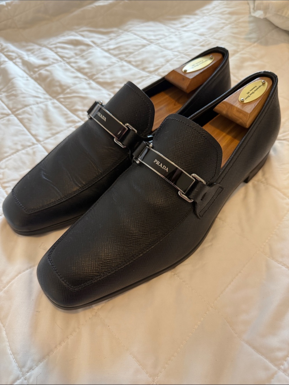 Prada Men’s Black Leather Bit Loafers